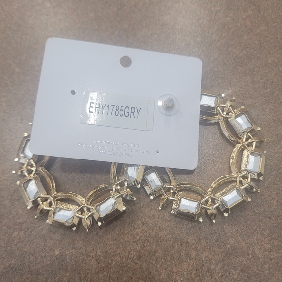 Sophia collection.   Blue hoops. Square shapes with clear jewels in the … - Picture 2 of 2